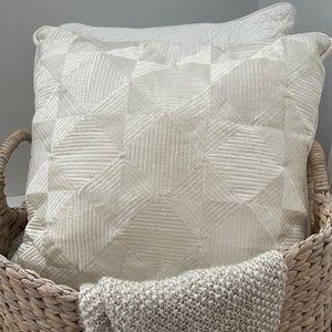White ivory silk woven accent pillow